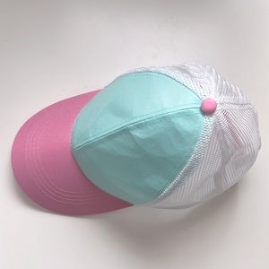 Mesh Trucker Hat | Pink Turquoise & White